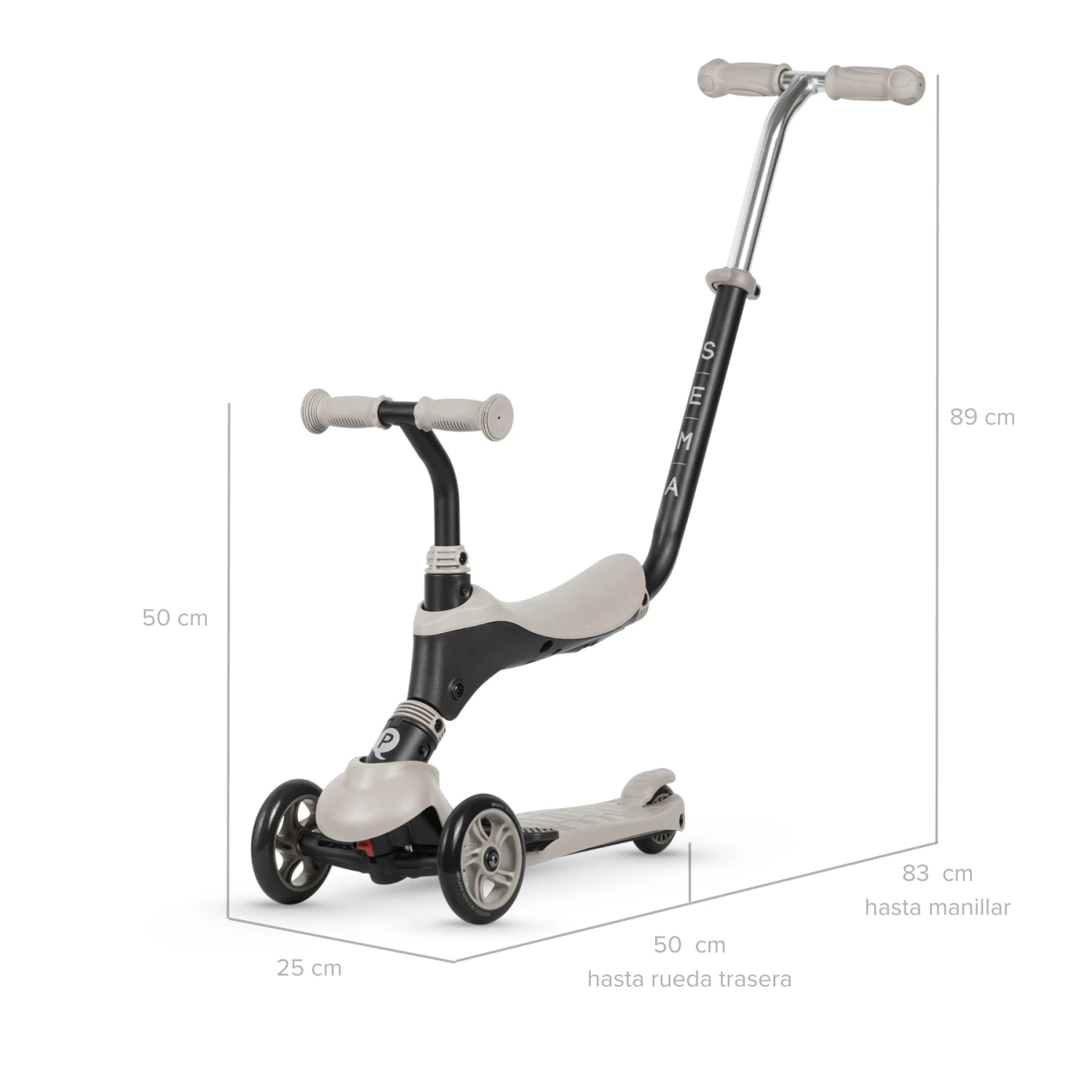 Qplay Sema Monopatin 2 en 1 Deluxe Beige