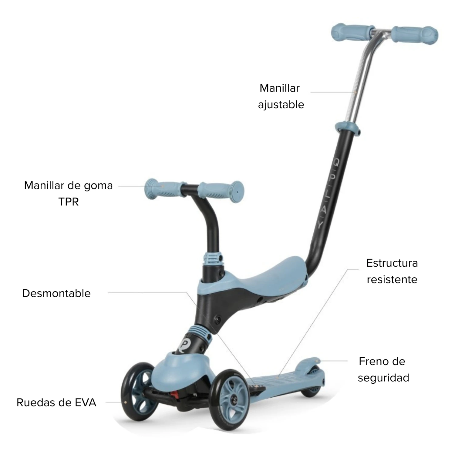 Qplay Sema Monopatin 2 en 1 Deluxe Azul