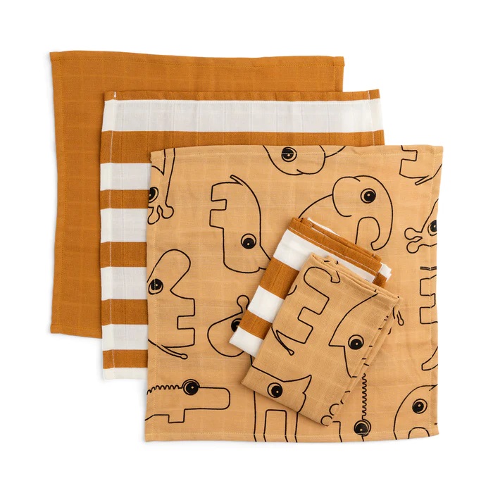 DoneByDeer Babitas 5-pack GOTS Deer friends Mostaza